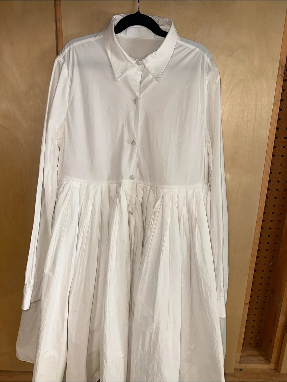CO White Button-Front Long Sleeve Shirt Dress - Picture 3 of 5